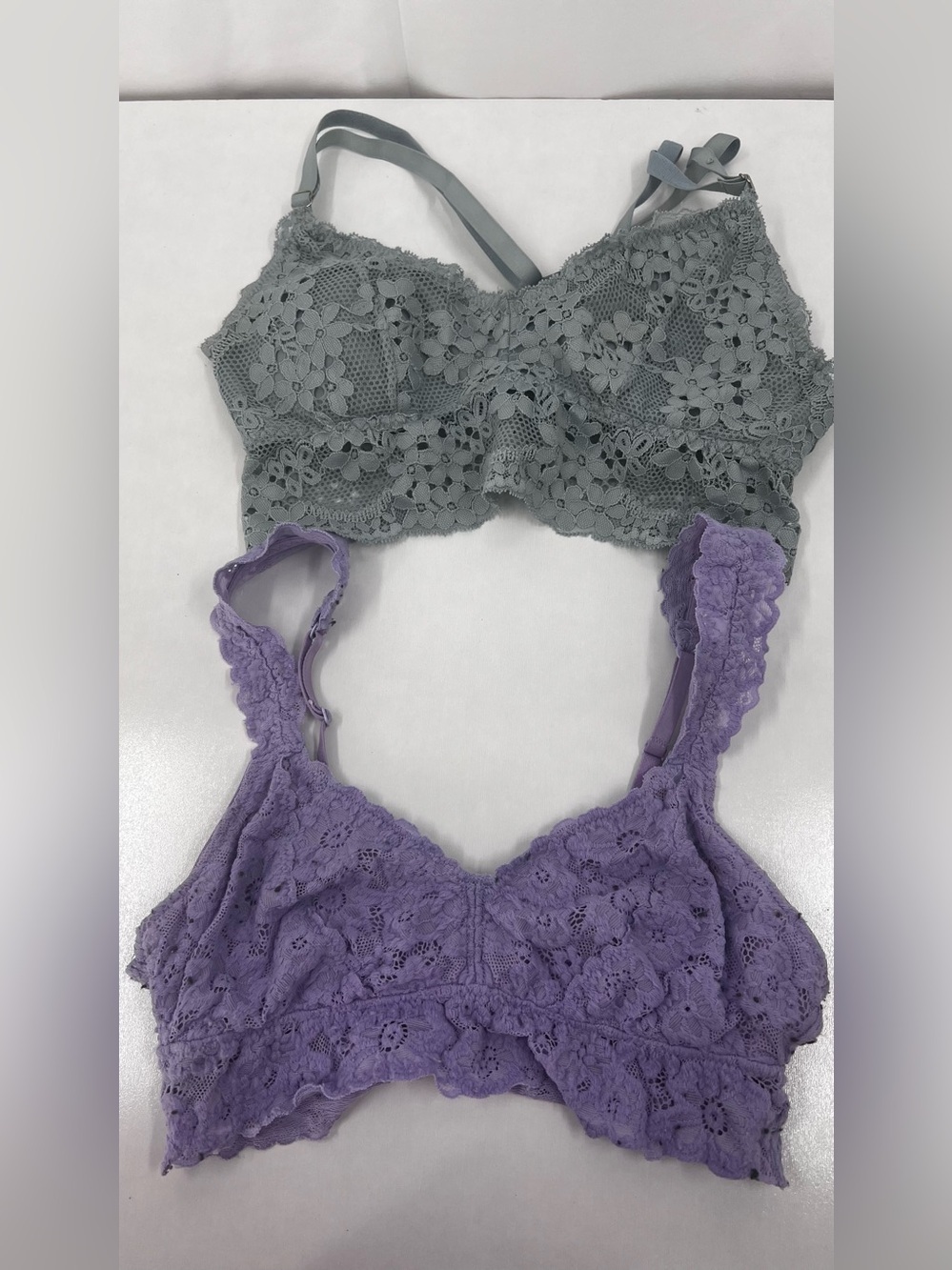 Forever 21 Lavender and Gray Lace Bralette Duo